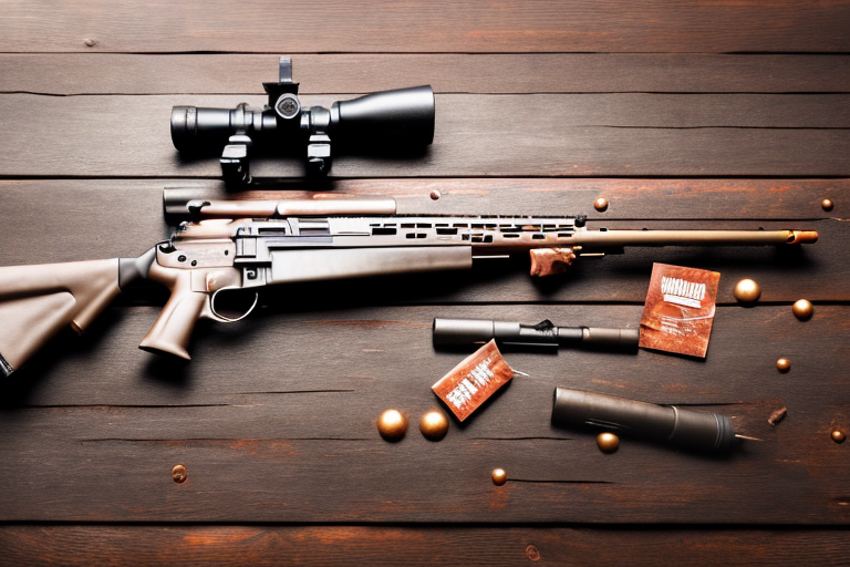 A 5.56 rifle ammunition and a rifle from the game rust