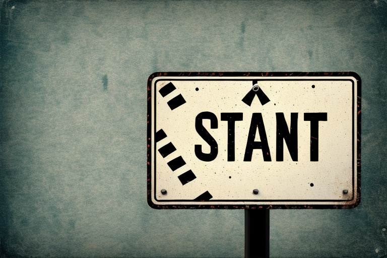 A road sign with a scottish kilt pattern