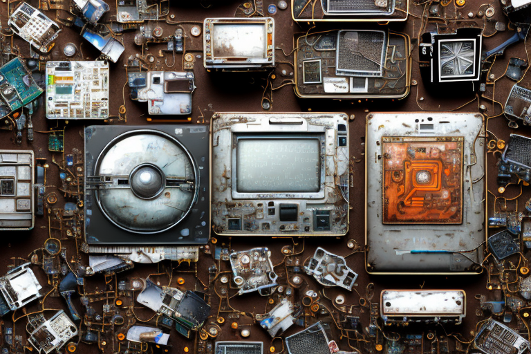 Various discarded electronic items like circuit boards